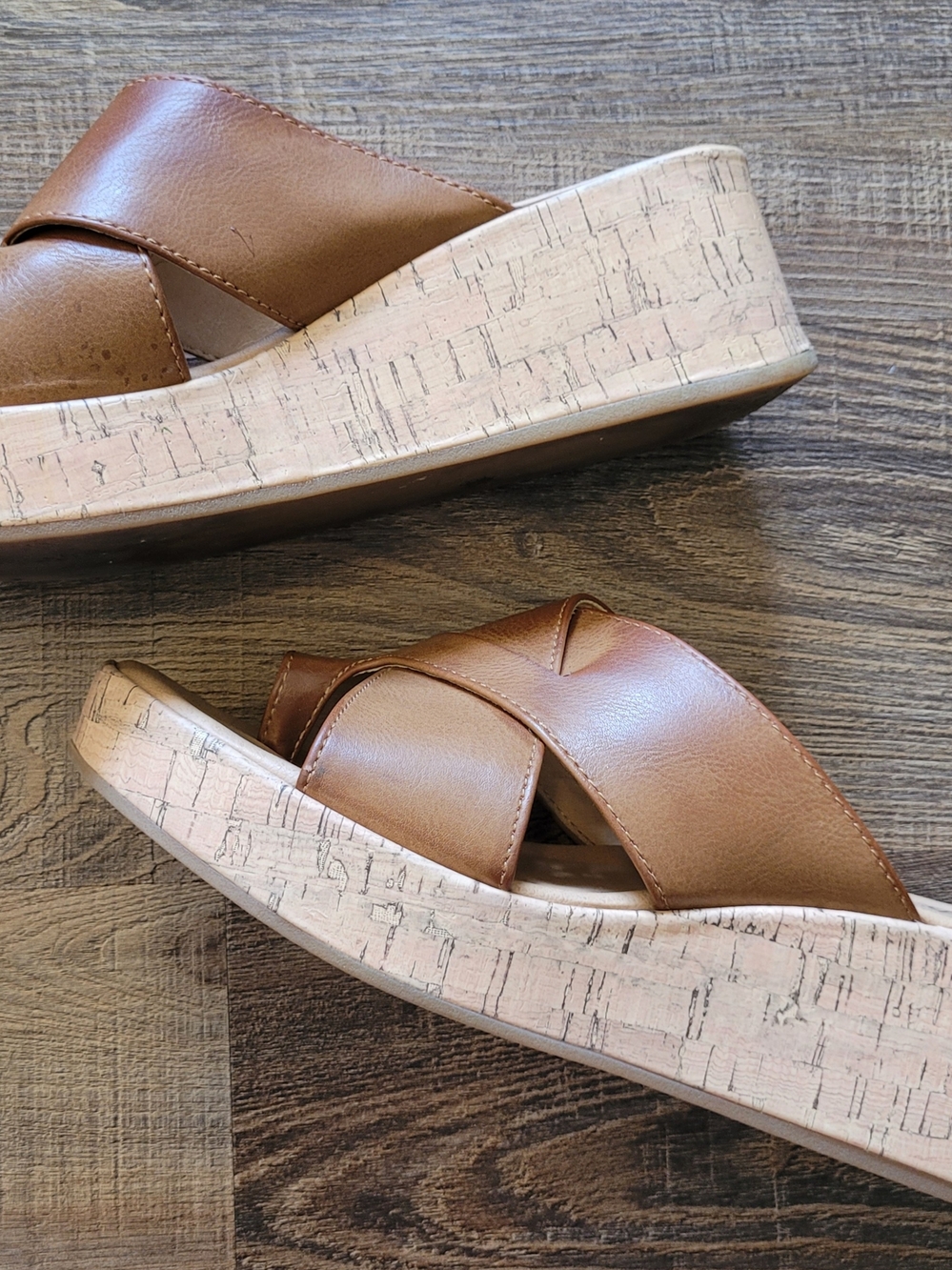 b.o.c. Brown Crossover Wedge Sunny Sandal